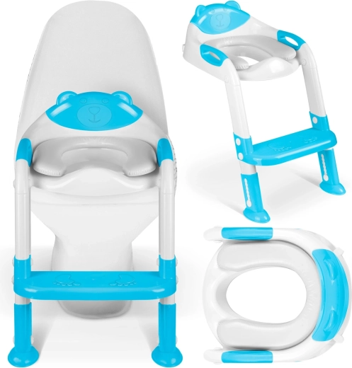 Ricokids kék gyermek WC szűkítő barázdákkal és lépcsővel