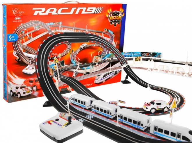 Óriási 2 az 1-ben versenypálya elektromos vonattal 20 km/h