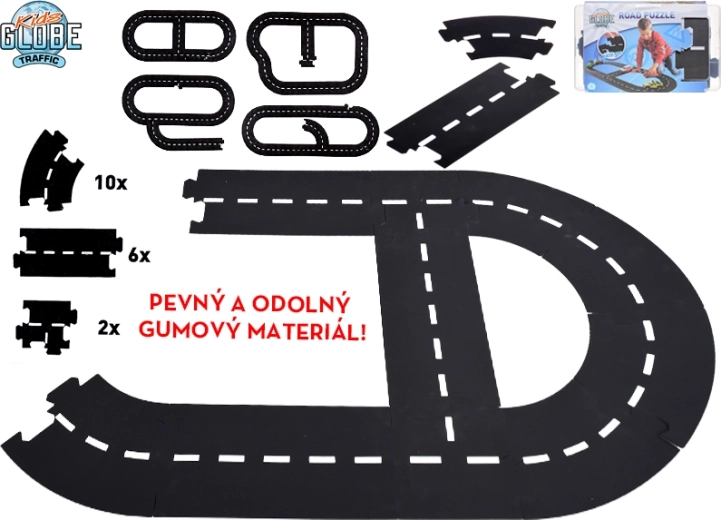 Kids Globe Traffic autópálya – rugalmas gumiból, 18 darabos