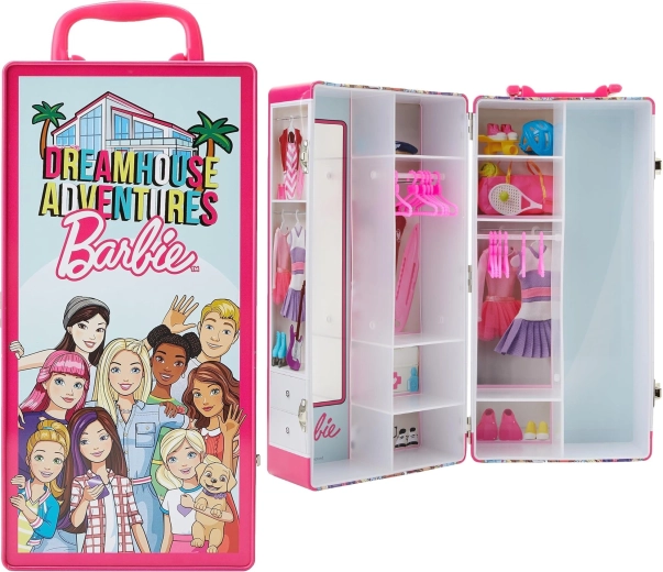 Klein Barbie Dreamhouse Adventures fém bőrönd gardróbbal
