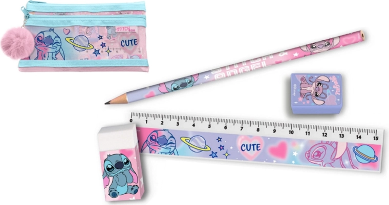 Írószerkészlet Stitch tolltartóban