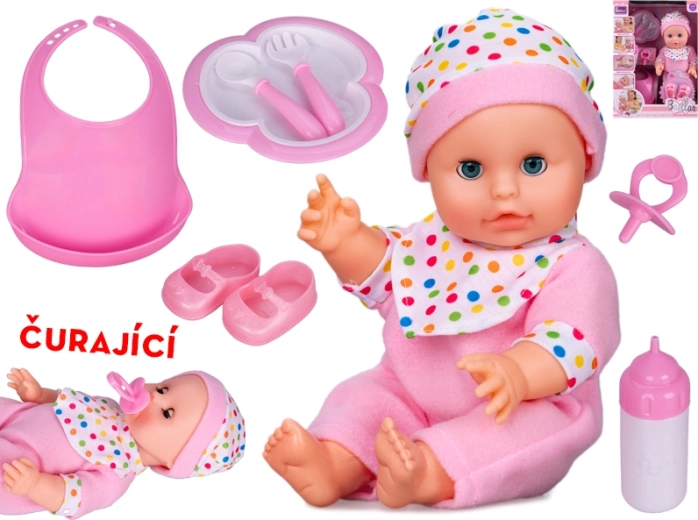 Pislogó baba pisilő funkcióval 30 cm – rózsaszín