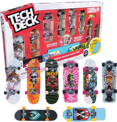 Tech Deck Legends Sk8shop Bonus Pack – 8 fingerboardból álló készlet neon rámpával