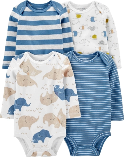 Carter’s baba hosszú ujjú body Blue Animals, 4 db