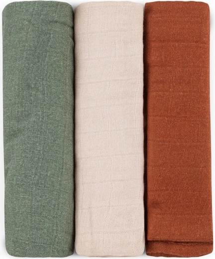 Bambusz muszlin pelenkák PETITE&MARS Moussy Earth Tones 68 × 68 cm, 3 db-os szett