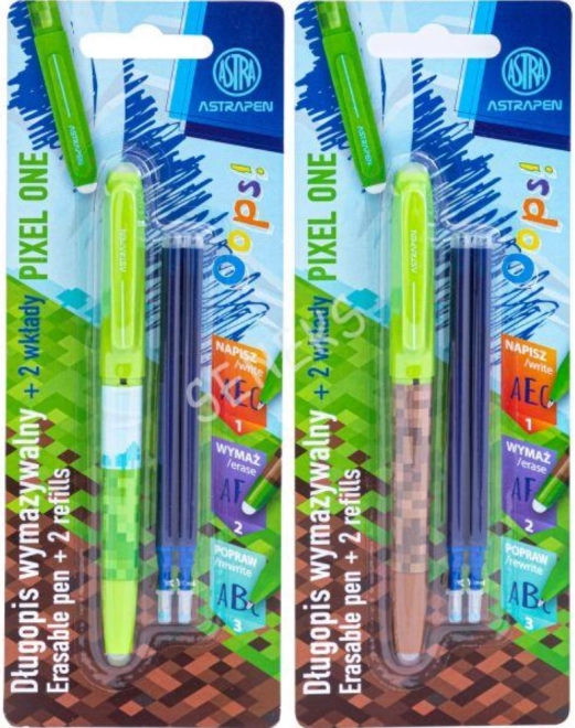 Radírozható toll pixel dizájnnal MINECRAFT + 2 utántöltő