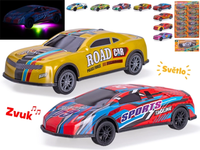 Visszahúzós versenyautó 12,5 cm, fényekkel és hangokkal