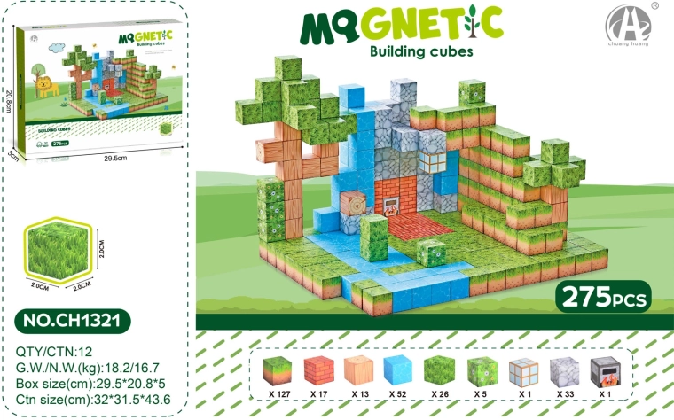 3D mágneses kockák – 275 darabos készlet