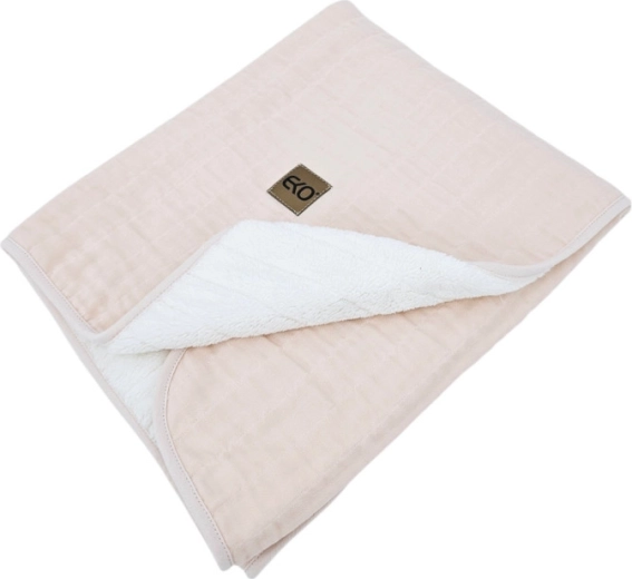 EKO muszlin takaró műszőrmével, rózsaszín 75 × 90 cm