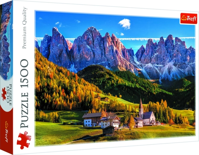 Puzzle Val di Funes, Dolomitok – 1500 darabos Trefl