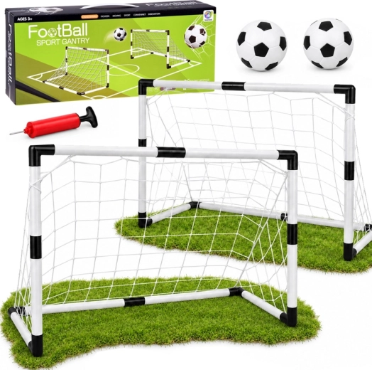 Gyerek futball szett 2 kapuval 95 × 70 cm, 2 labdával és pumpával