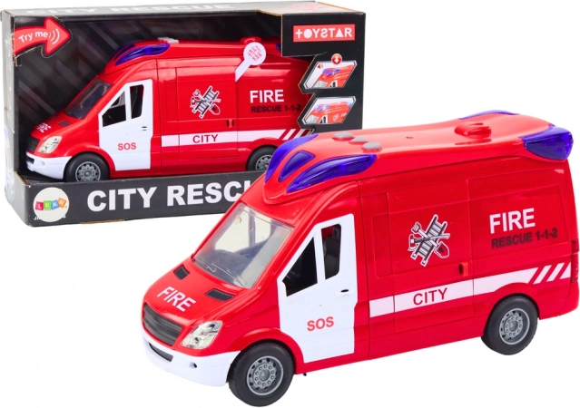 Tűzoltóautó fényekkel és hangokkal, nyitható ajtókkal, piros