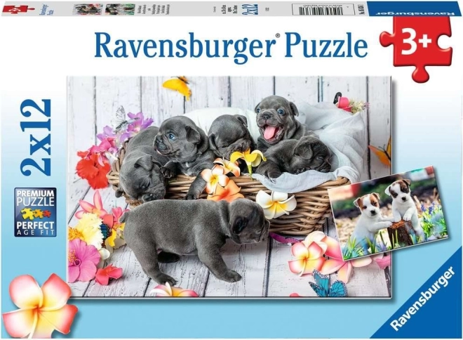Ravensburger puzzle Cuki kiskutyák 2×12 darab