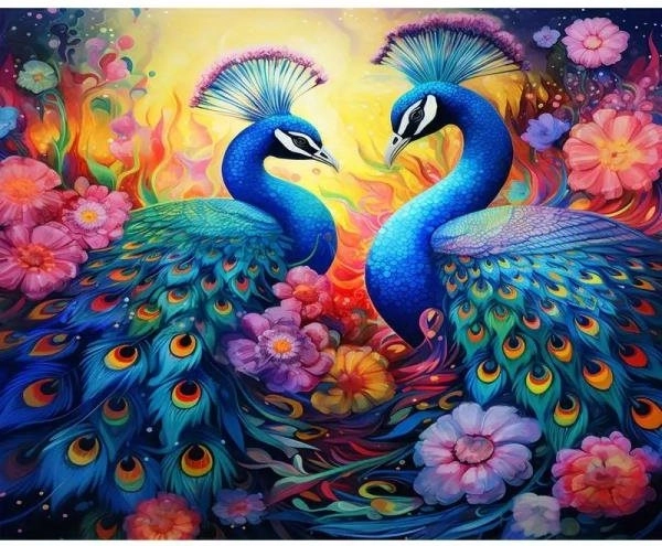 Gyémántfestés – Páva randevú 30 × 40 cm