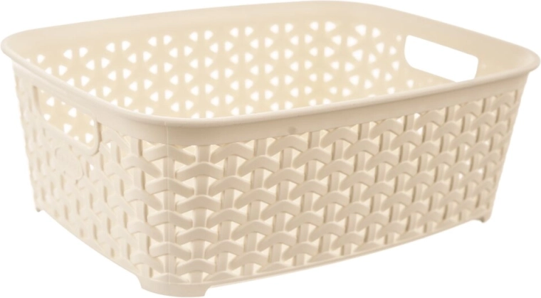 Hobby műrattan hatású műanyag tárolókosár, krémszínű, 26 × 19 × 9 cm