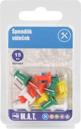 Színes hengerfejű rajzszegek faliújsághoz, 15 db