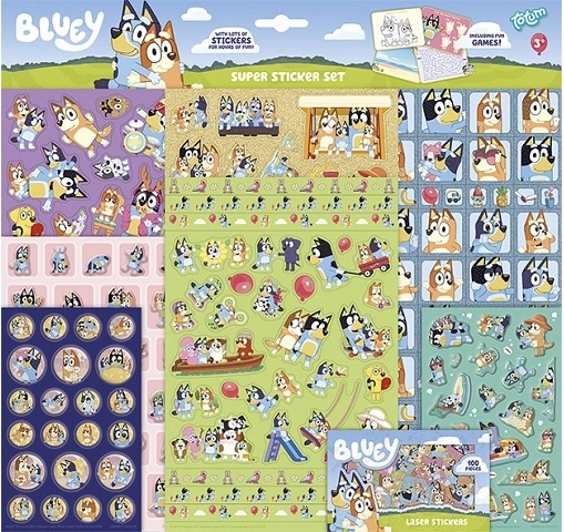 Bluey szuper matricák – 8 lapos készlet