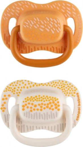 Szimmetrikus szilikon cumik Mountains szett 6–18 hó, 2 db – sárga