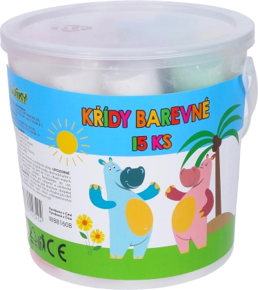 Színes járdakréták vödörben, 15 db