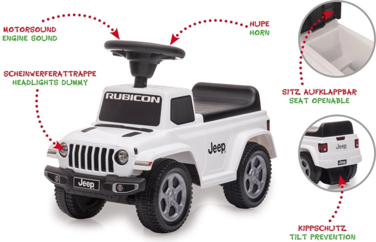 Fehér Jeep Gladiator gyermekjárgány