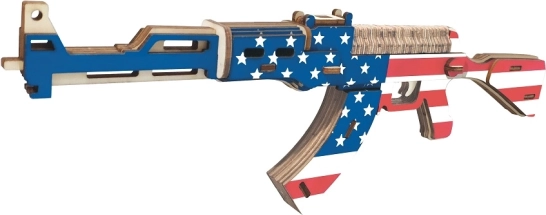 Fa 3D puzzle AK47 Gépfegyver Amerikai zászló