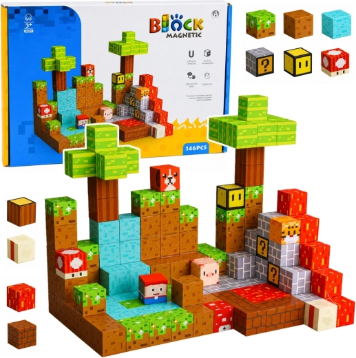 Mágneses építőkockák – pixeles világ, 146 db
