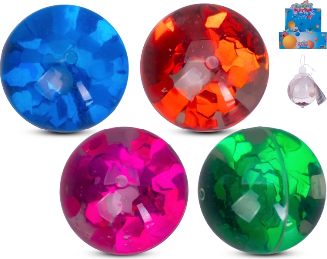 Csillogó pattogó labda 6 cm – 12 darabos készlet