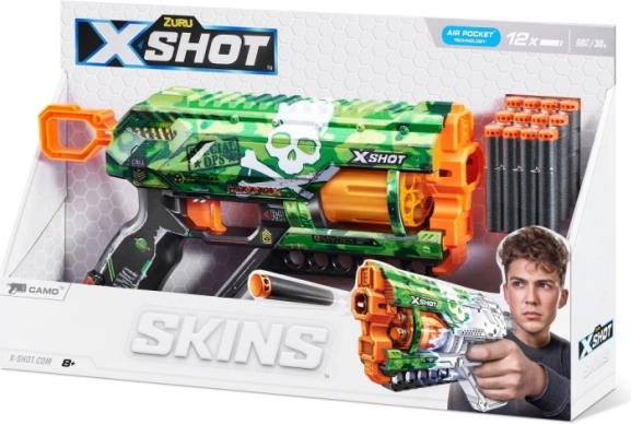 X-SHOT Skins Griefer camo hablövedékes pisztoly – 12 lövedék