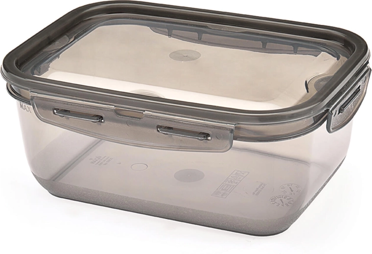 CADENZA téglalap alakú doboz 2 l pattintós zárral, füstszínű