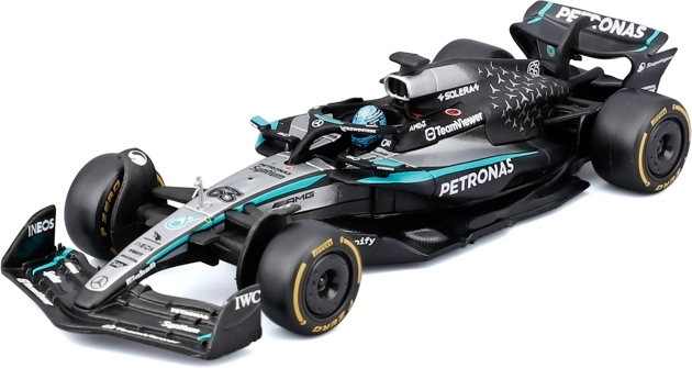 Bburago Forma–1 modell Mercedes‑AMG Petronas W16 2025 George Russell akril díszdobozban (1:43)