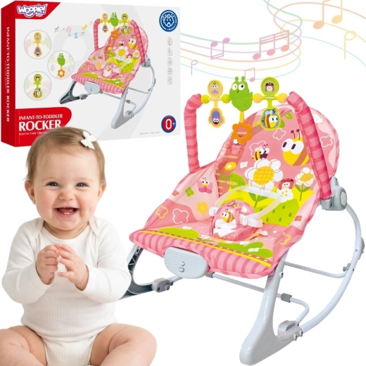 Woopie Baby rózsaszín vibrációs babahintaszék játékhíddal