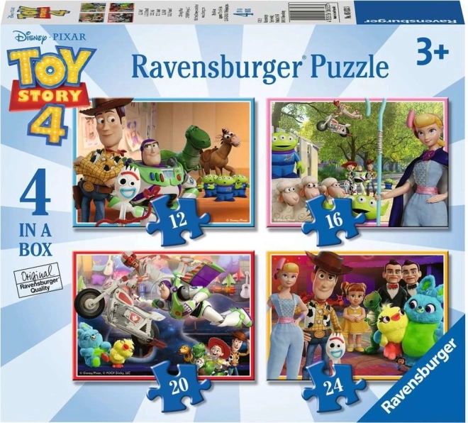 Puzzle RAVENSBURGER Toy Story 4 – készlet 4 az 1-ben (12, 16, 20, 24 darab)