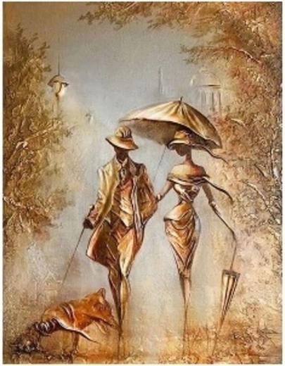 Gyémántfestés – séta közben lévő pár 30 × 40 cm