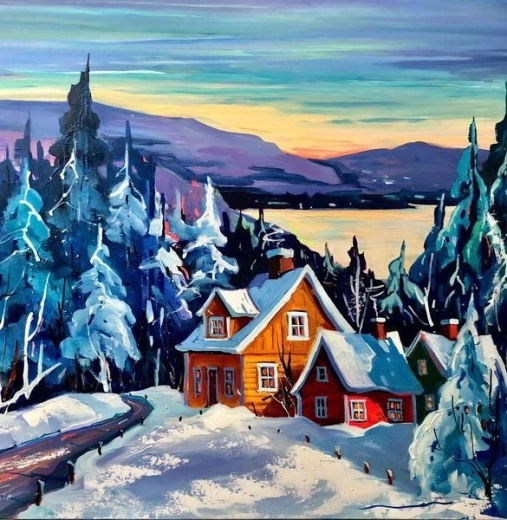 Norimpex Számfestő készlet Téli házikó 40 × 50 cm