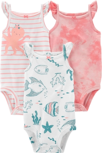 Carter's ujjatlan baba body Pink ocean – 3 db-os szett