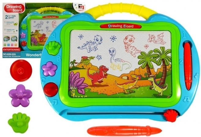 Nagy türkiz mágneses rajztábla bélyegzőkkel