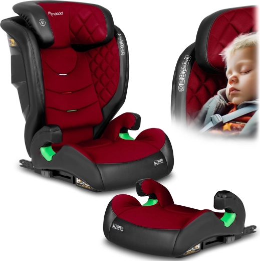 Nukido Louis autósülés 100–150 cm, ISOFIX, fekete–piros