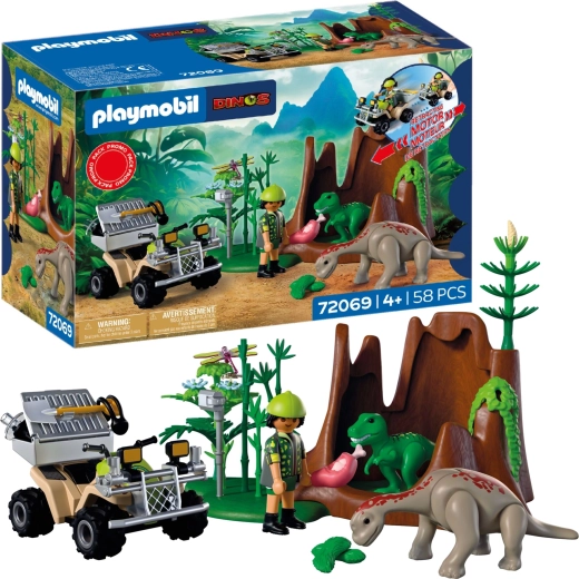 Playmobil Dinos kutató quad járművel és dinoszauruszkölykökkel, 58 darab