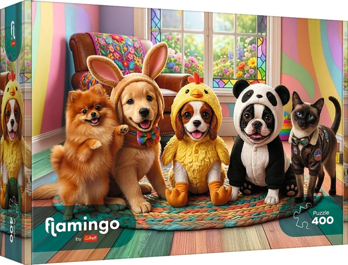 Trefl puzzle Flamingo: jelmezek kiskutyáknak 400 darab