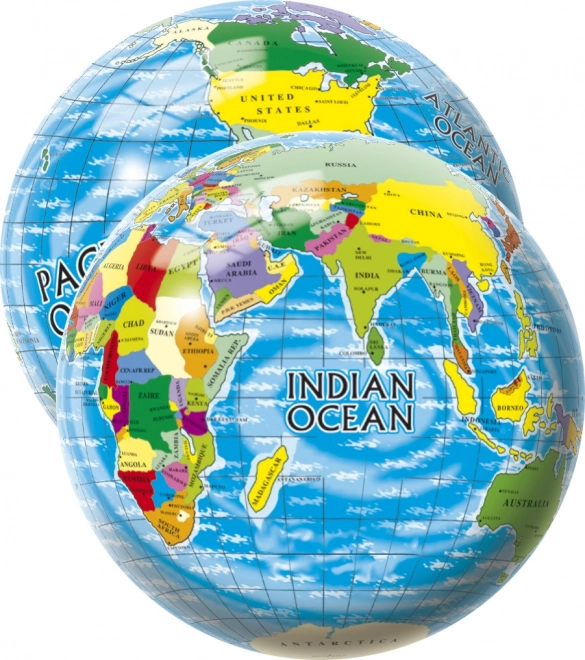 Földtérképes labda, 23 cm