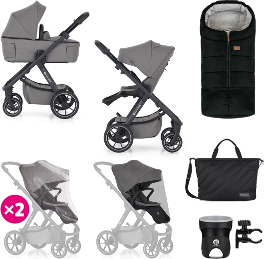 Petite&Mars kombinált babakocsi Icon 2 az 1-ben dove grey xxl rws