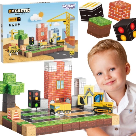 Woopie mágneses építőkockák – építkezés 115 db