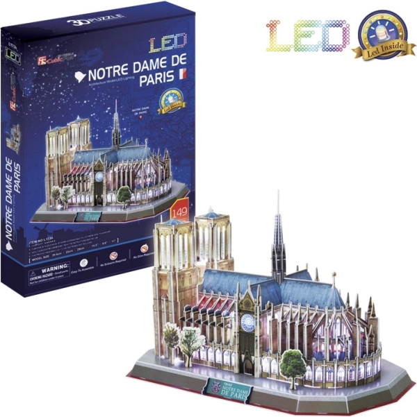 Világító 3D puzzle Notre-Dame-katedrális 149 darab