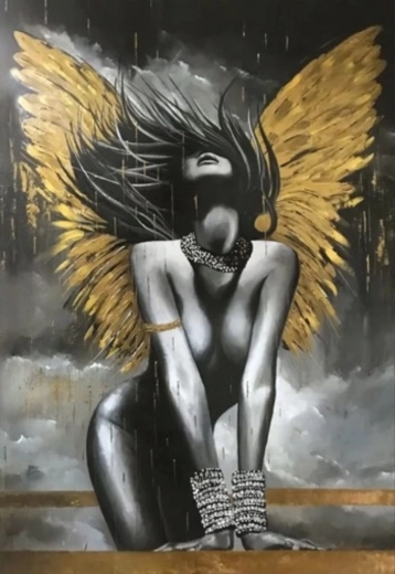 Norimpex gyémántfestés hölgy arany szárnyakkal 30 × 40 cm