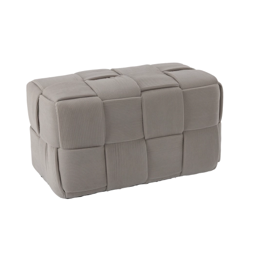 Fonott téglalap alakú puff világosszürke 60 × 32 × 32 cm
