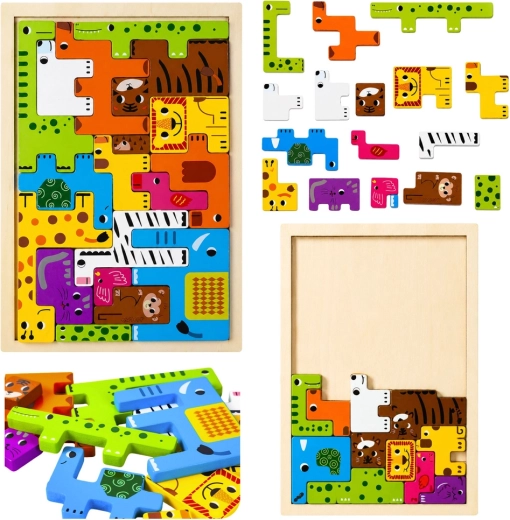 Fa állatos puzzle – 20 darab