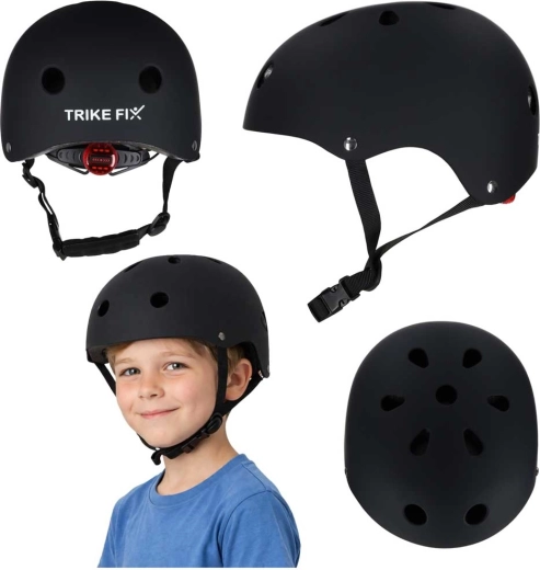 TRIKE FIX gyerek kerékpáros sisak LED-del, S méret 48–54 cm, fekete