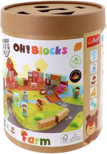 Trefl O!Klocki Farm – fa építőkockák puzzle alátéttel