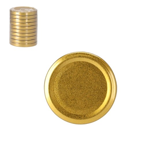 66 mm-es arany fedőszett befőttesüvegekhez, 10 db