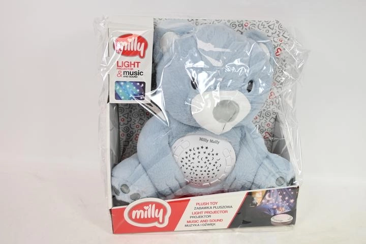 MillyBear kék plüssmackó éjszakai égbolt projektorral